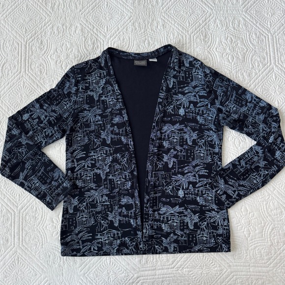 Additions by Chico's Open Cardigan Blue Coastal Resort Print Chico's Size 0 S - Picture 6 of 8